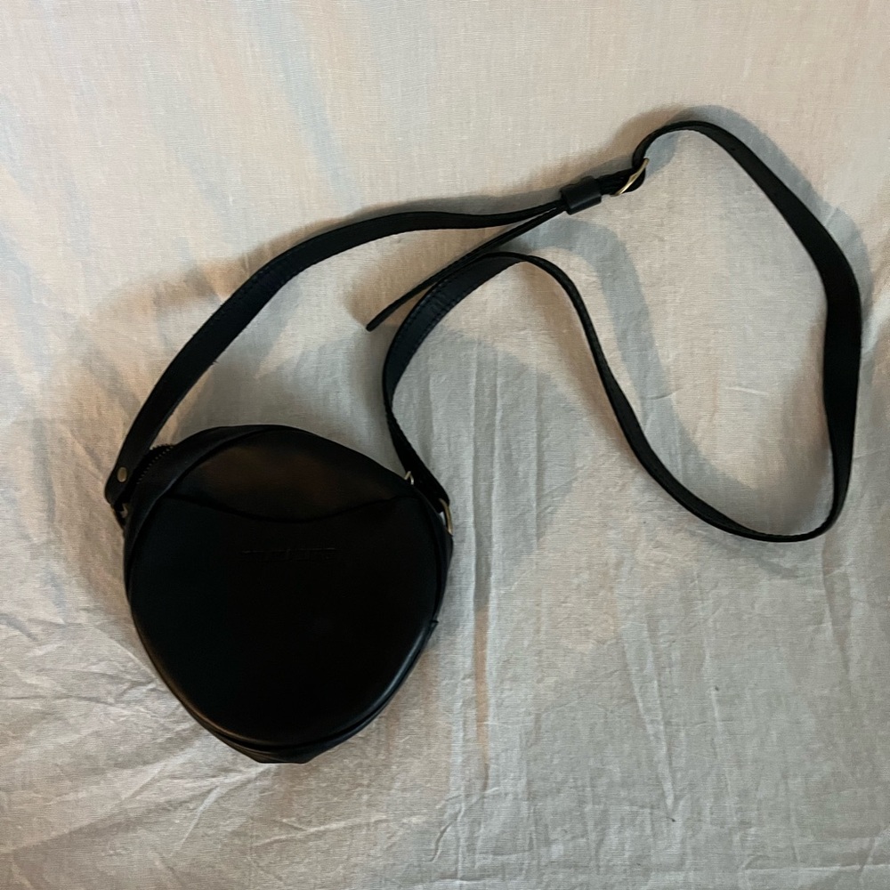 Black Real Leather Crossbody Bag